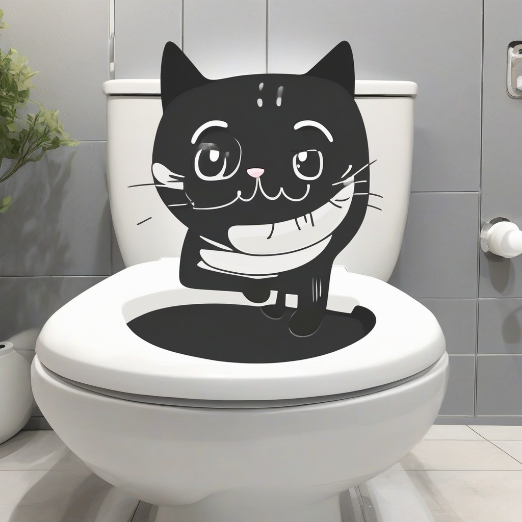 cartoon cat toilet seat sticker, self-adhesive bathroom wall decor 2026, cute cat toilet lid decals, removable waterproof bathroom stickers, funny cat bathroom decor ideas
