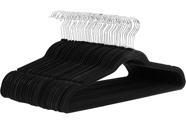 best space saving velvet hangers 2026, amazon basics velvet clothes hangers review, non slip suit hangers for small closets, black velvet closet organizers bulk pack, slim profile non slip clothes hangers