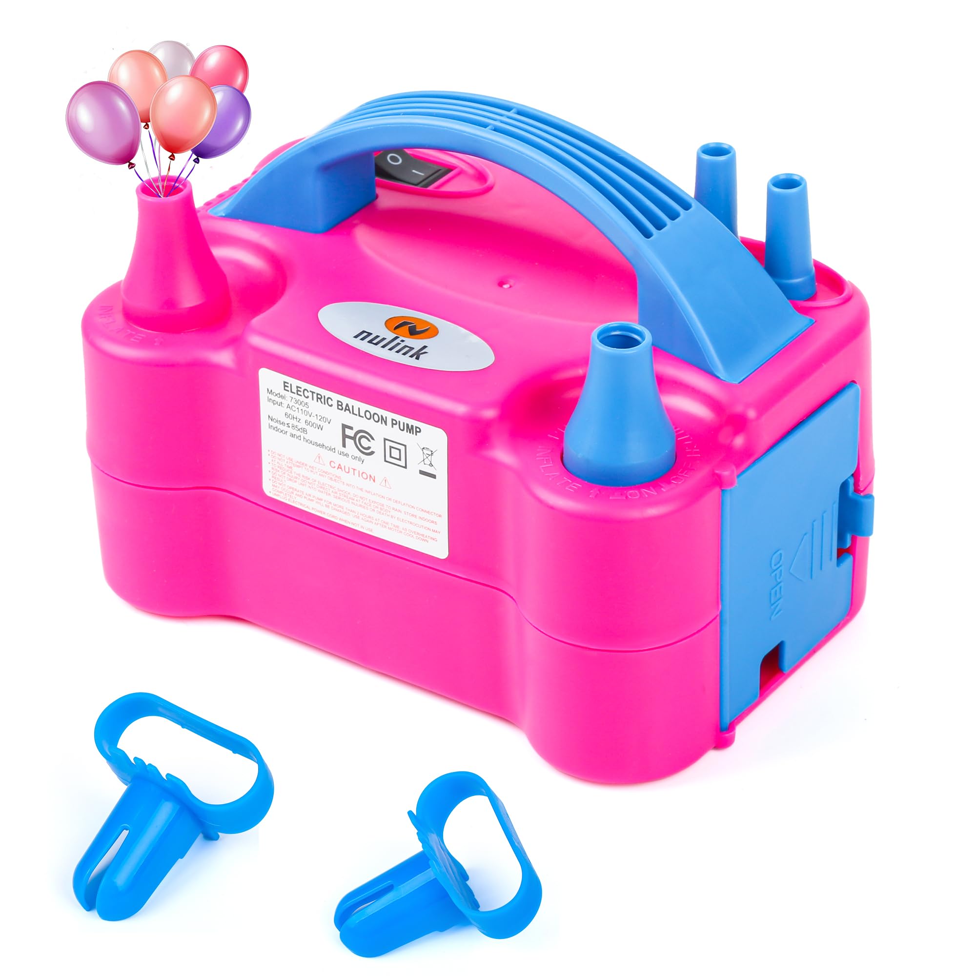 Nulink Electric Balloon Pump, Portable Electric Balloon Blower Machine Balloon Air Pump Dual Nozzle 110V 600W Balloon Inflato