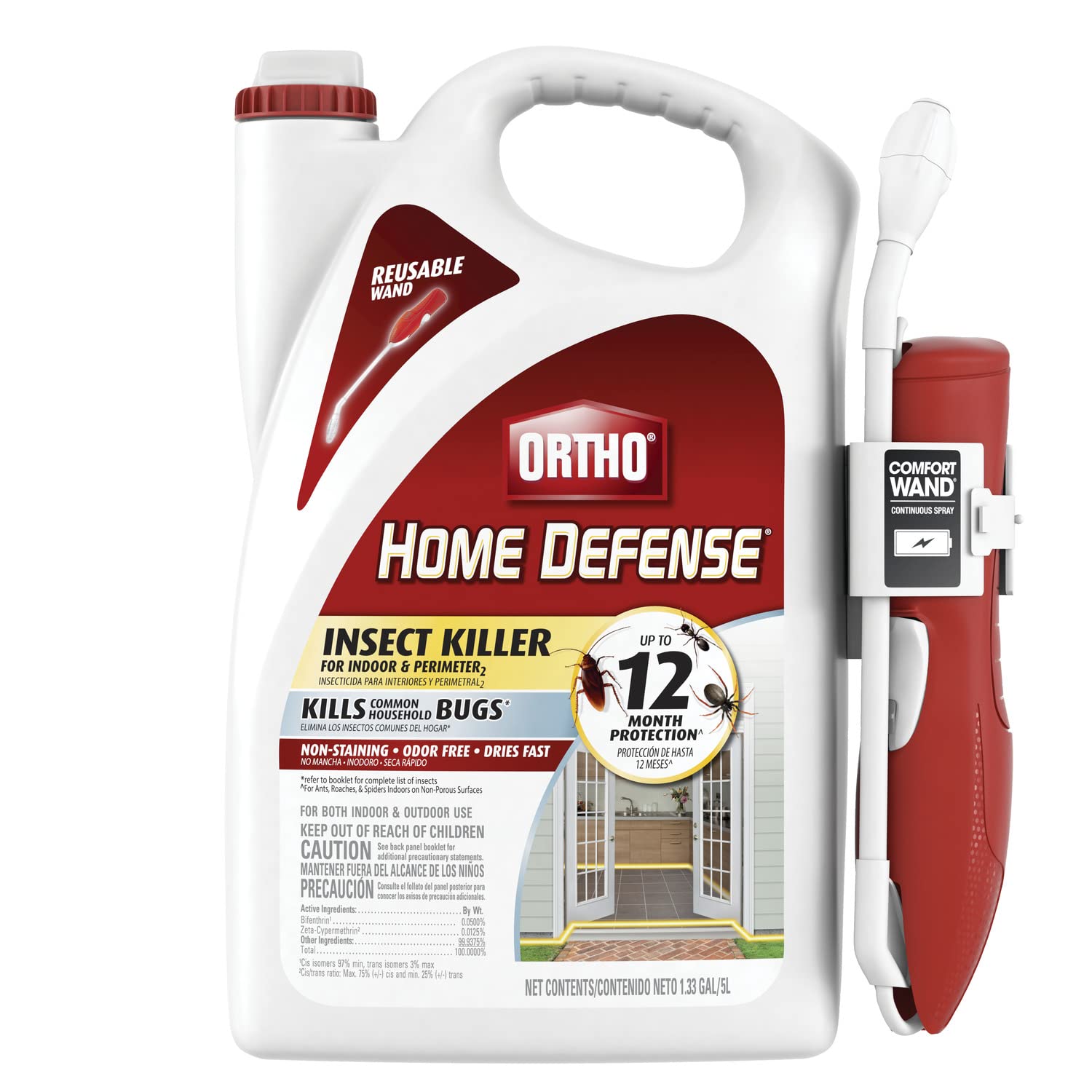 Ortho Home Defense Insect Killer for Indoor & Perimeter2, Wand, 1.33 gal. | Ready-To-Use Bug Killer with Comfort Wand, Kills