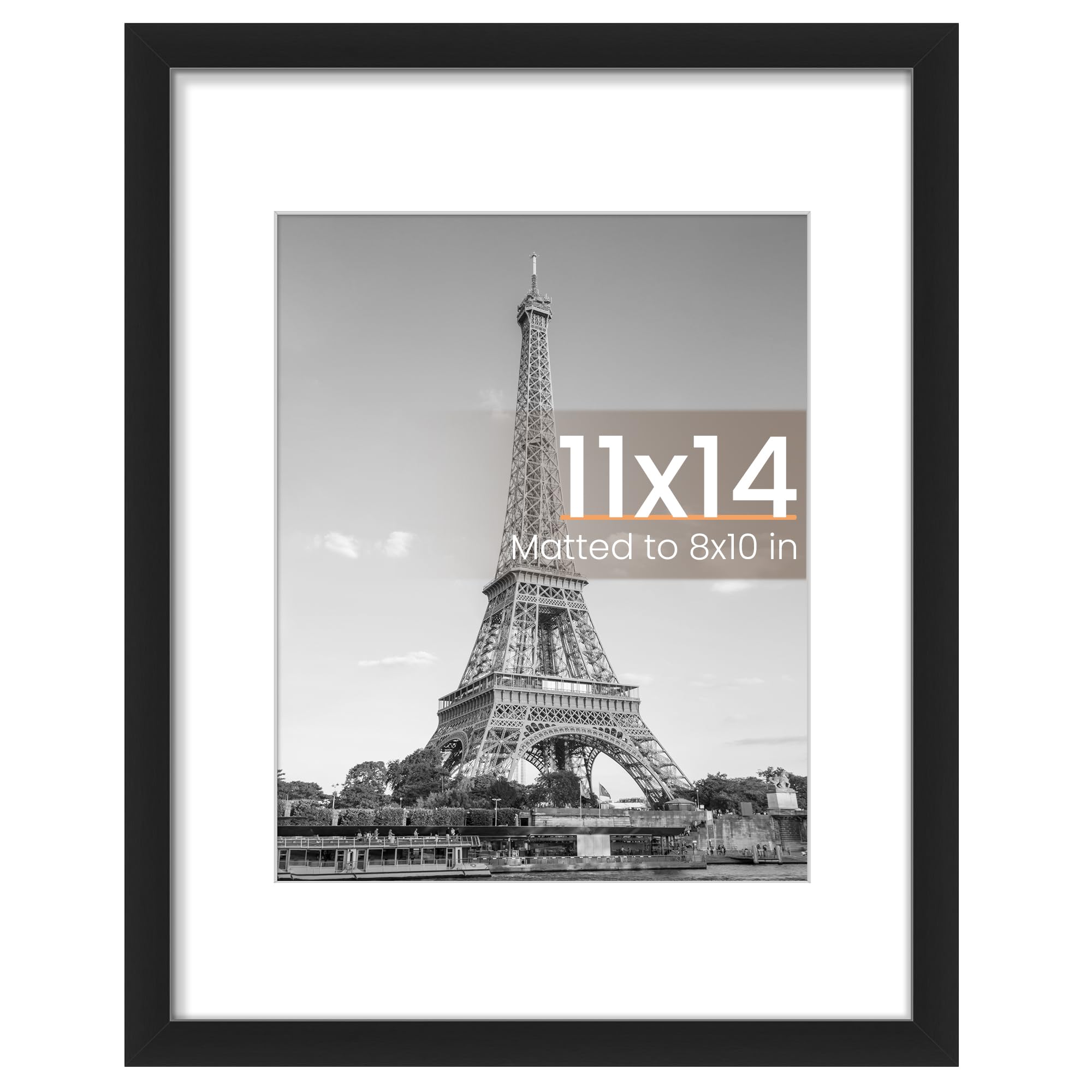 upsimples 11x14 Picture Frame, Wall Decor Photo Frames, Black 1 Pack | 11 x 14 Frame, 8x10 Frame with Mat for Gallery Wall, F