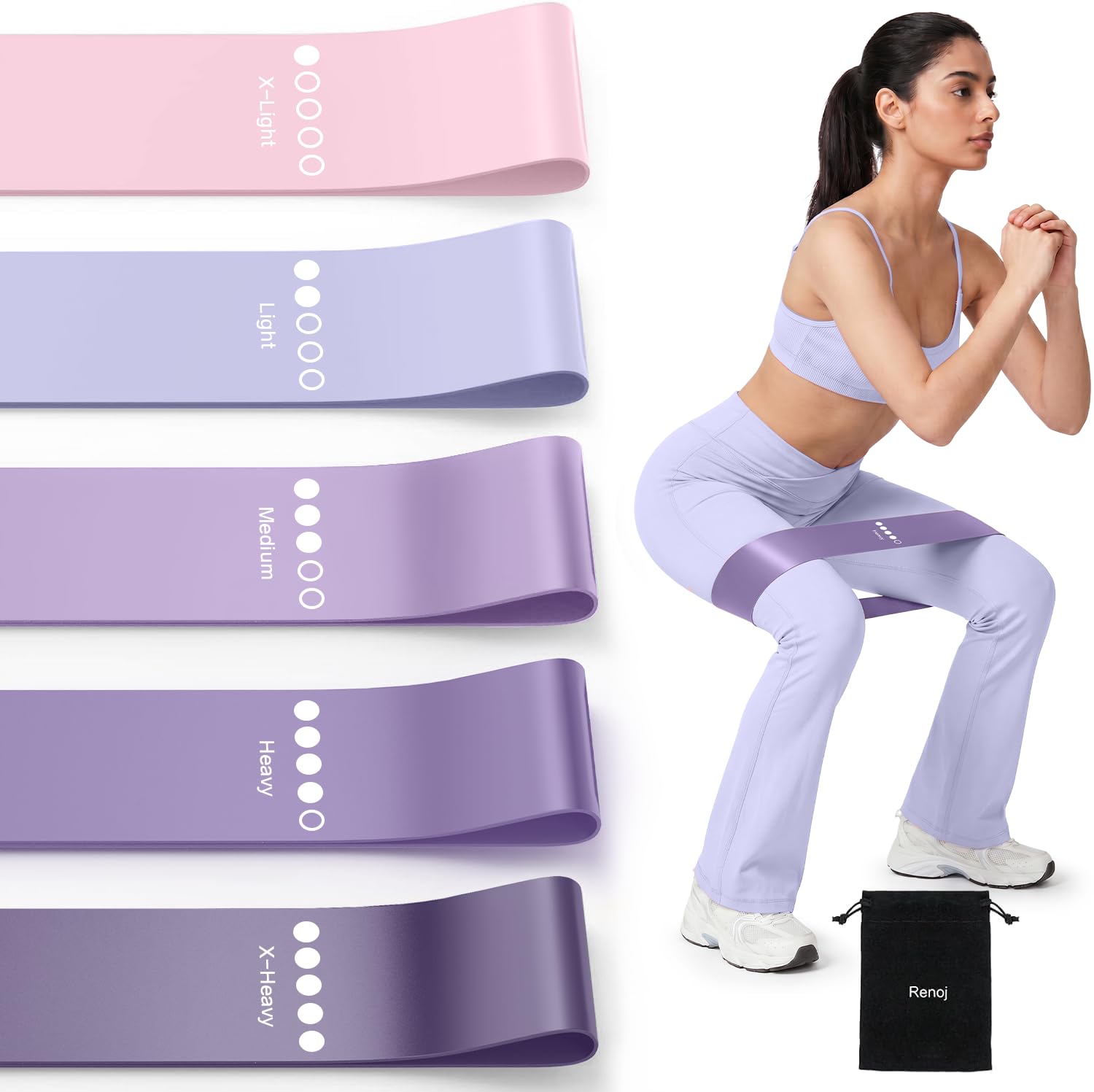 Resistance Bands for Working Out, 5-Pack Loop Exercise Bands for Home Gym | Elastic Stretch Bands For Strength Training, Pila