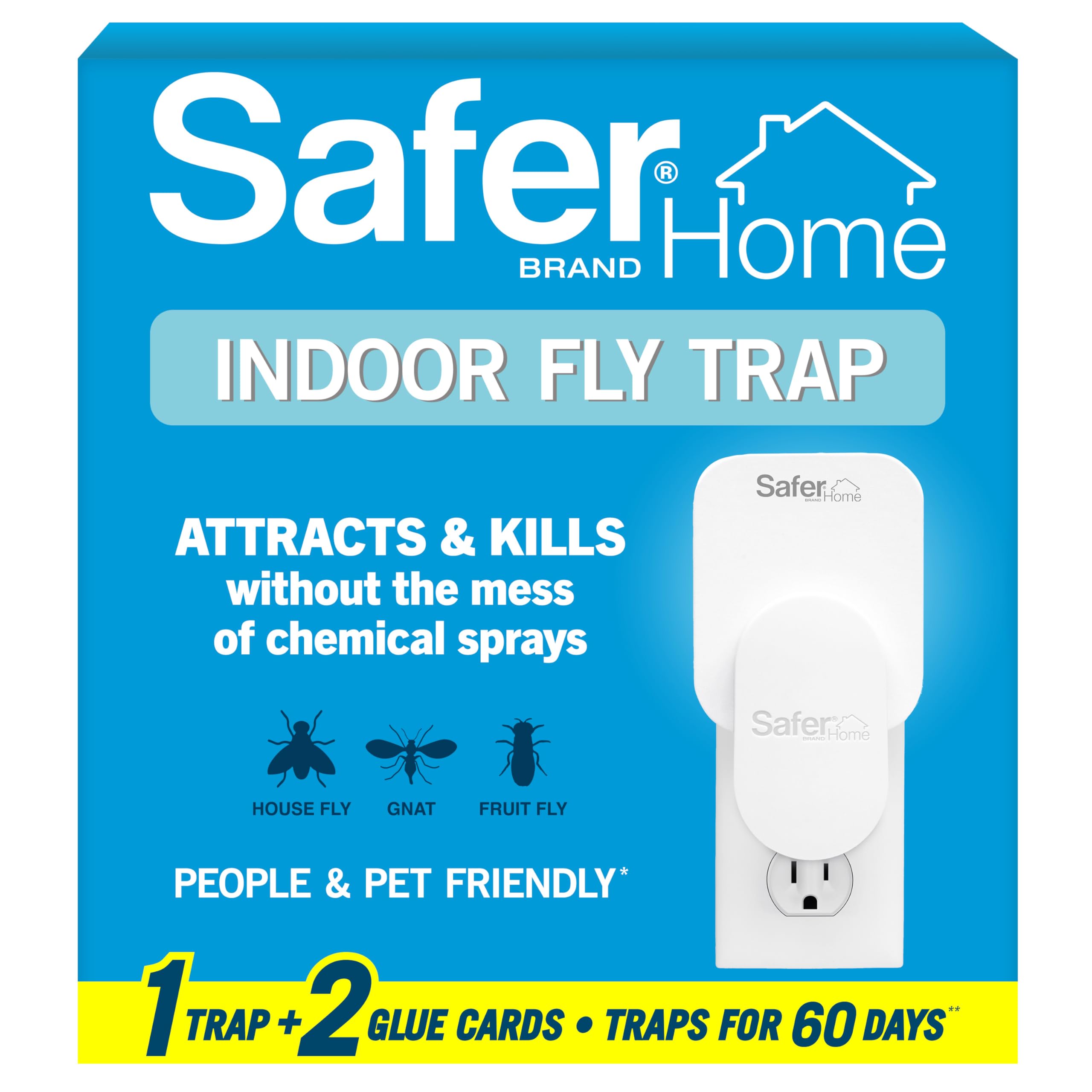 Safer Home Flying Insect Trap, Plug-In Fruit Fly Trap for Indoors, 1-Pack | Flying Insect, Moth, & Gnat Trap, Fruit Fly Kille